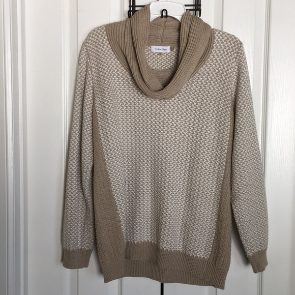 Calvin Klein Sweaters - CALVIN KLEIN tan cowl neck sweater